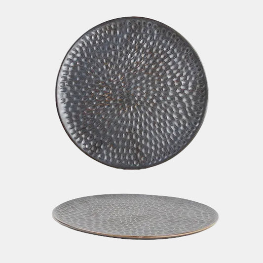 Plato llano porcelana Brass plata envejecida. ø20 cm - 4 Uds. - Klimer