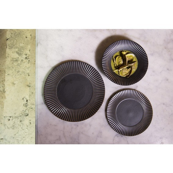 Plato hondo porcelana Striped Brass cobre. ø20,5 x 5 cm - 2 Uds. - Klimer