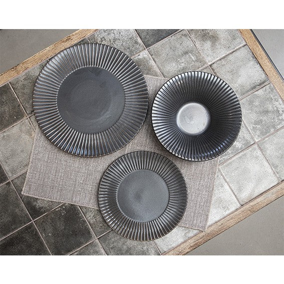Plato llano porcelana Brass plata envejecida. ø20 cm - 4 Uds. - Klimer