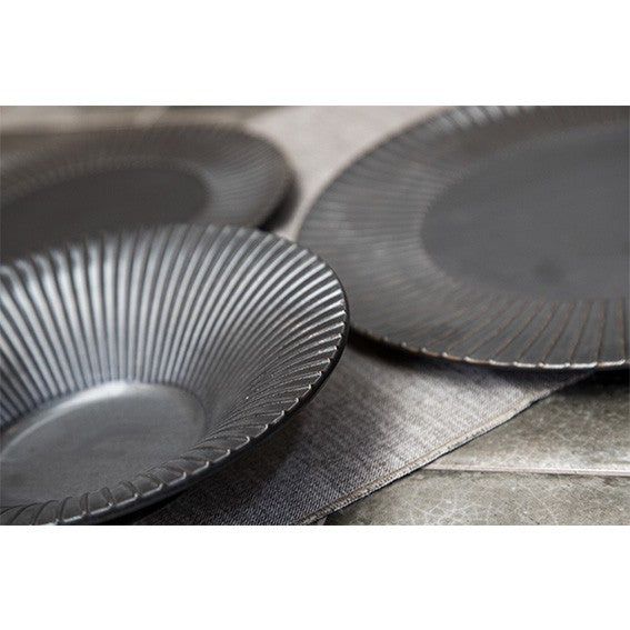 Plato llano porcelana Brass plata envejecida. ø20 cm - 4 Uds. - Klimer