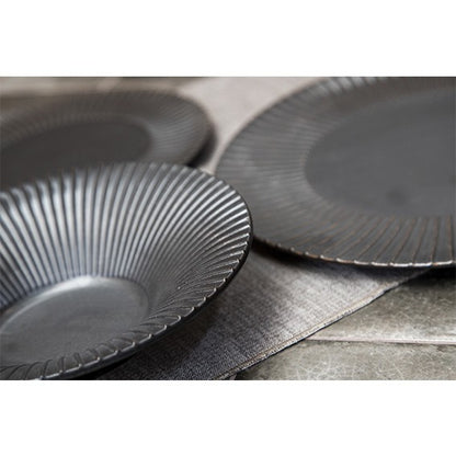 Plato llano porcelana Brass plata envejecida. ø20 cm - 4 Uds. - Klimer