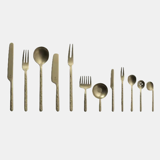 Cubertería acero inox mate Kodai Vintage Gold - 12 Uds. - Klimer