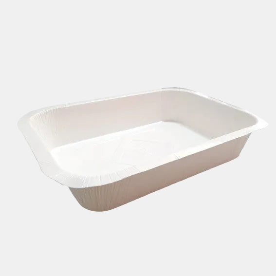 Moldes de horneado celulosa + PET blanco. 21,2 x 14,2 x 4 cm. 900 ml - 400 Uds. - Klimer