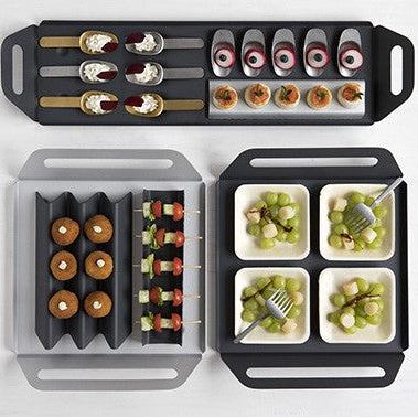 Bandeja de aluminio rectangular grande para catering negra. 28,5 x 52,5 cm - 1 Ud - Klimer