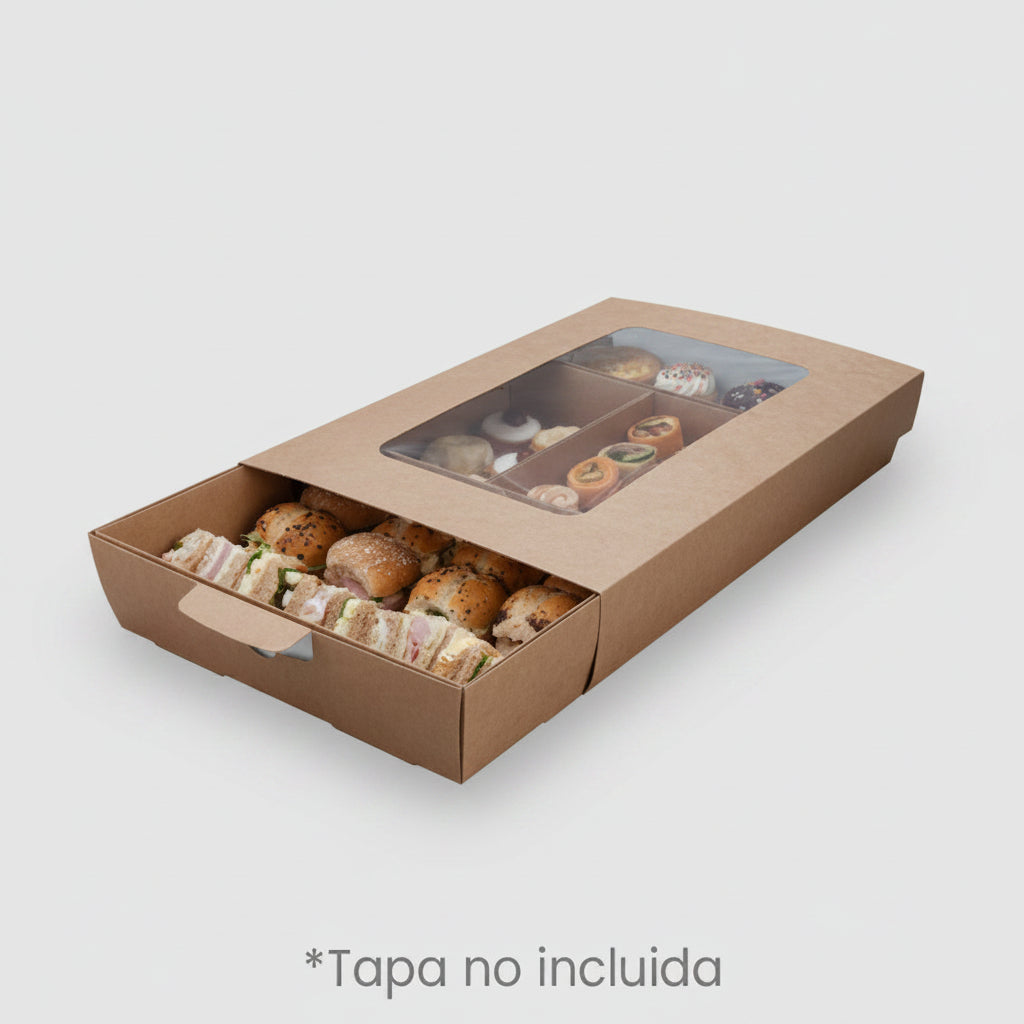 Bandeja kraft para catering. 46,7 x 32,8 x 7,8 cm - 25 Uds. - Klimer