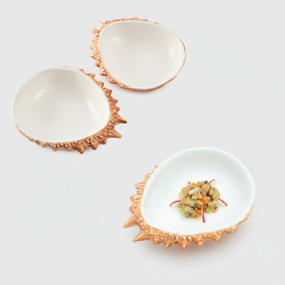 Plato de porcelana forma de txangurro centollo. 13 x 13 x 3 cm - 1 Ud. - Klimer