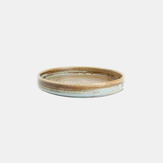 Plato postre relieve de porcelana Escura marrón. ø17,5 cm - 4 Uds. - Klimer