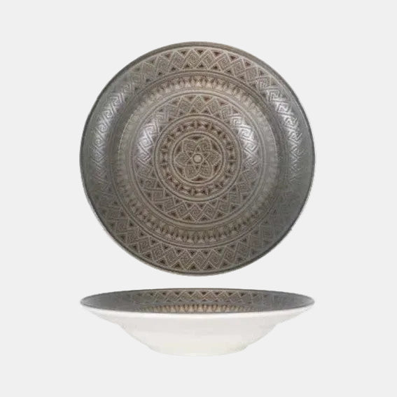 Plato pasta de porcelana Damasquino. ø24 cm - 6 Uds. - Klimer