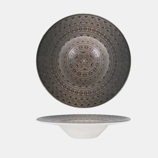 Plato rissoto de porcelana Banquet Damasquino. ø28 cm - 6 Uds. - Klimer