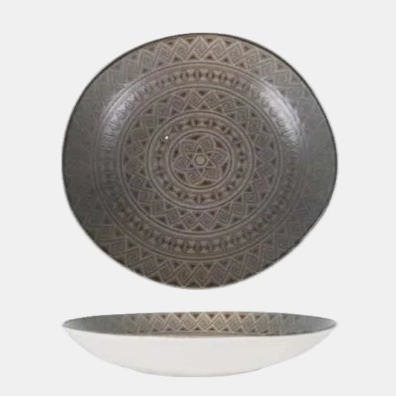 Plato hondo de porcelana Tango Damasquino. 26 x 24 cm - 6 Uds. - Klimer