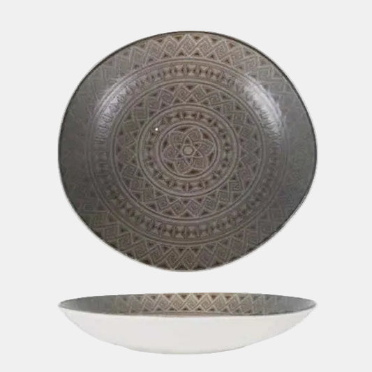 Plato hondo de porcelana Tango Damasquino. 26 x 24 cm - 6 Uds. - Klimer