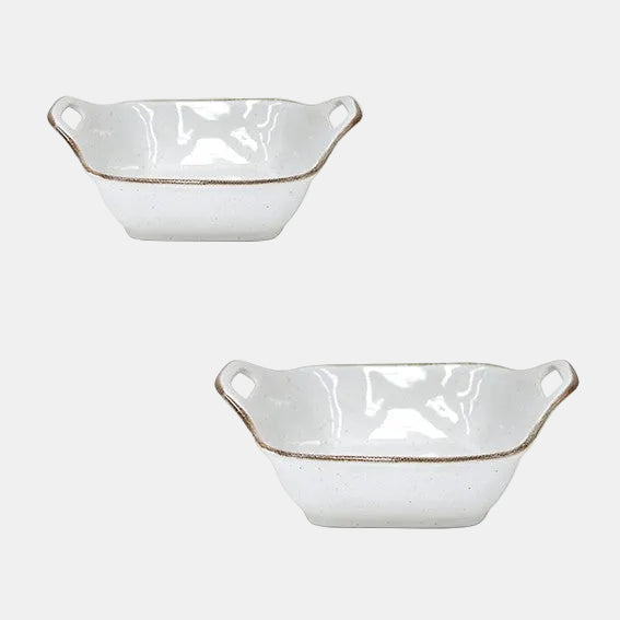 Fuente de gres cuadrada blanca para horno Sardegna. 26 x 9,5 cm - 1 Ud. - Klimer