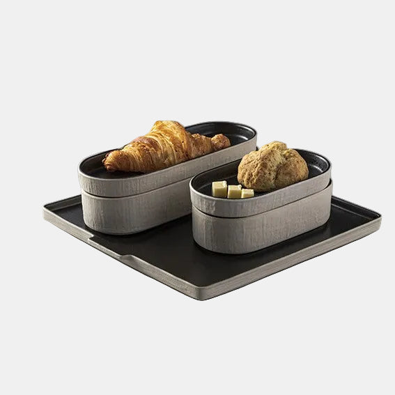 Bandeja de gres honda oval Notos Latitude Black. Varias medidas y unidades - Klimer