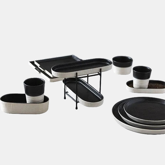 Bandeja de gres honda oval Notos Latitude Black. Varias medidas y unidades - Klimer