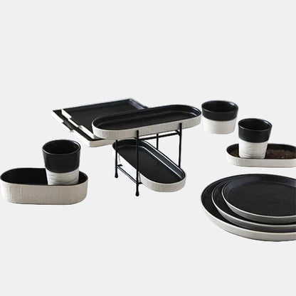 Bandeja de gres honda oval Notos Latitude Black. Varias medidas y unidades - Klimer
