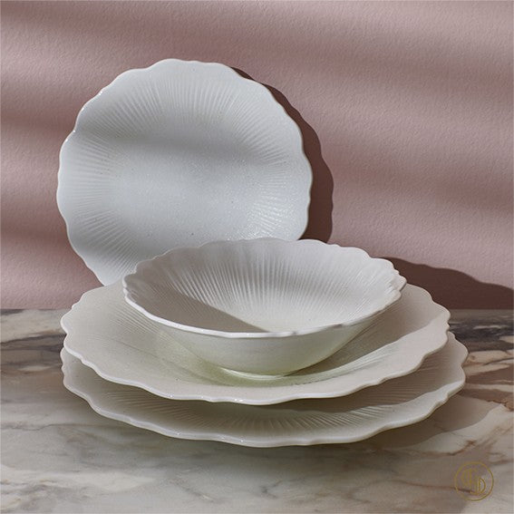 Plato llano de porcelana Floret Blanco. Varias medidas - 4 Uds. - Klimer