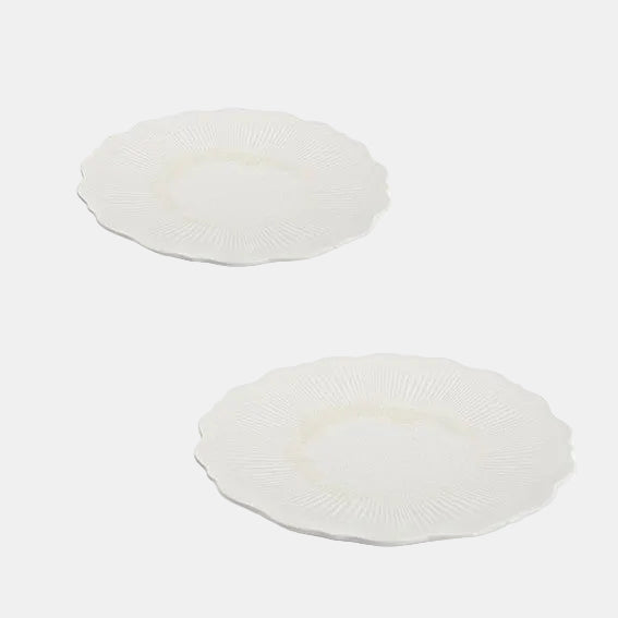 Plato llano de porcelana Floret Blanco. Varias medidas - 4 Uds. - Klimer