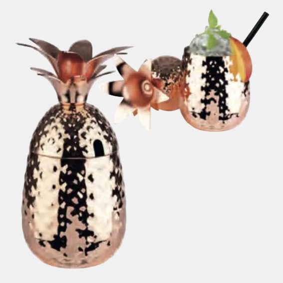 Taza de acero inox pineapple cobre. ø9 x 19 cm. 0,5 L - 1 Ud. - Klimer