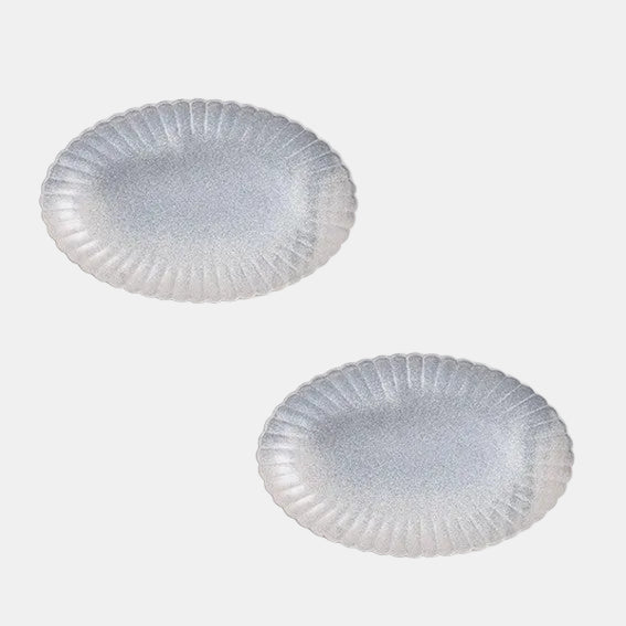 Fuente oval de porcelana Dune azul. Varias medidas - 4 Uds. - Klimer