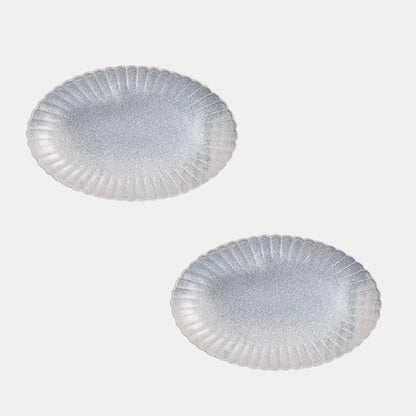 Fuente oval de porcelana Dune azul. Varias medidas - 4 Uds. - Klimer
