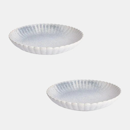 Plato hondo de porcelana Dune azul. ø25,5 cm - 4 uds. - Klimer