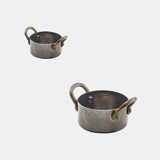 Mini cacerola acero vintage. 9 x 5.25 cm. 34 cl - 6 Uds. - Klimer