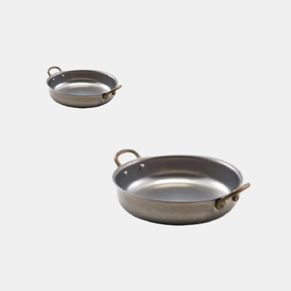 Plato acero vintage con asas. 15.5 x 4 cm. 66 cl - 6 Uds. - Klimer