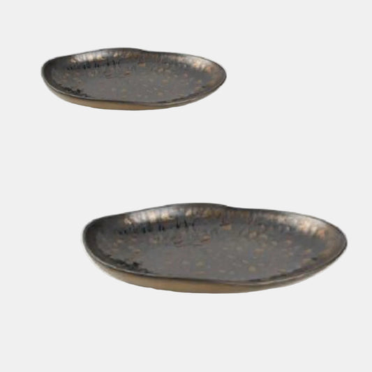 Nobile oval black porcelain serving platter 35x22 cm (2 Pcs)