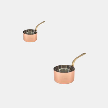 Mini caçarola de cobre para molhos, com pega de latão vintage. Várias medidas - 6 unidades.