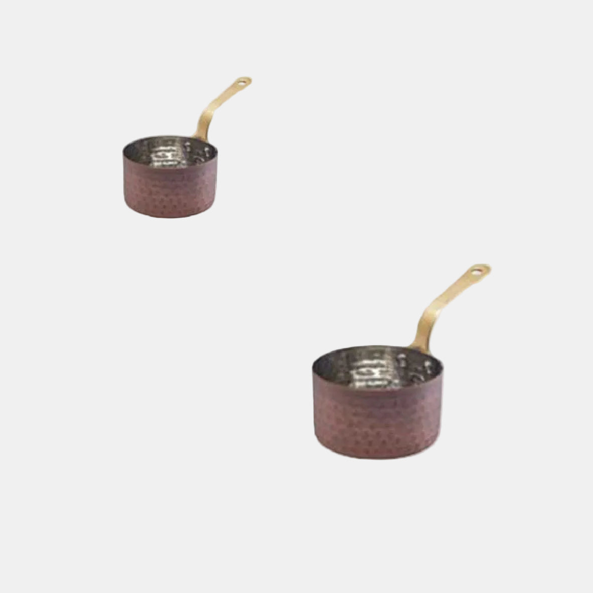 Mini-tacho de molho em cobre vintage martelado com pega de latão. Várias medidas - 6 Unid.