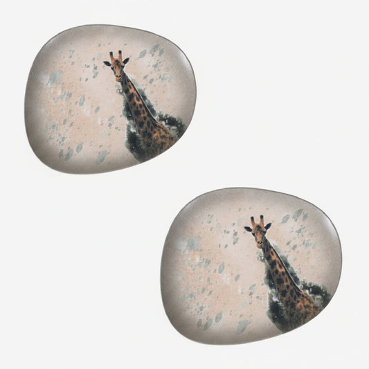 Irregular porcelain flat plate "Savanna" Giraffe 33 x 27 cm. (6 Pcs)
