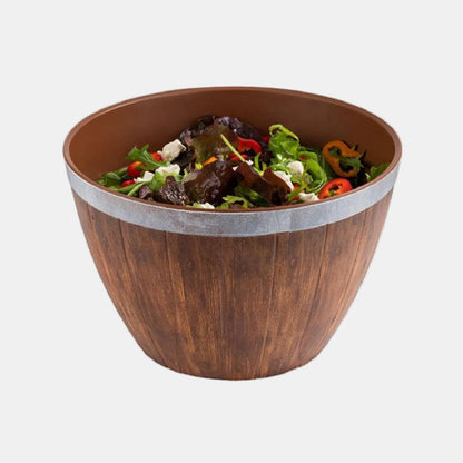 Tigela de melamina imitação madeira com tigela inox. ø26 x 16 cm. 3 L - 1 Unid.