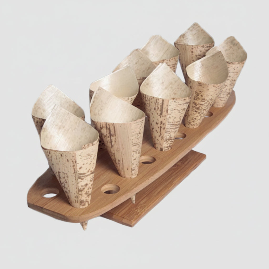 Suporte para cones de bambu 20 furos. 50 x 15 x 8.5 cm - 1 unid.