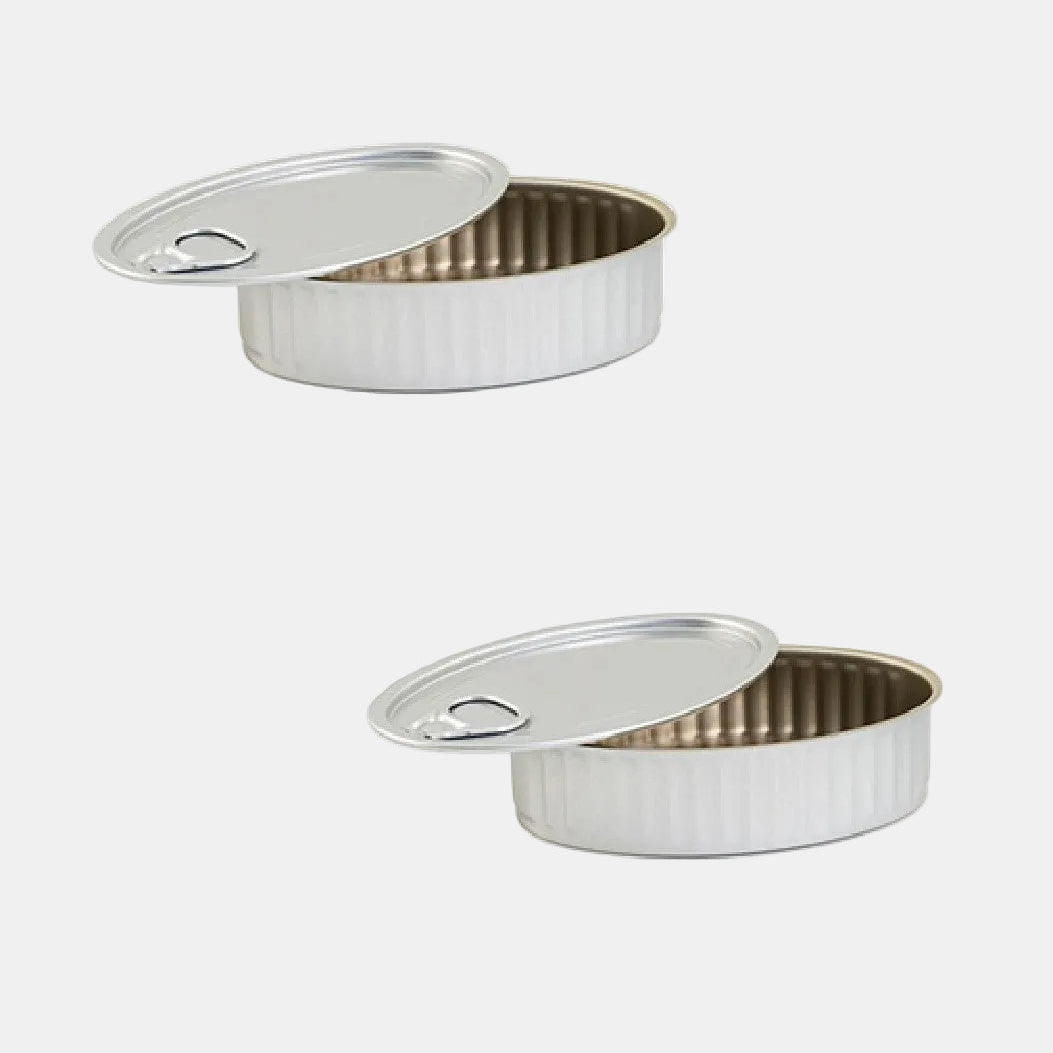 Latas de conserva ovais com tampa 12 x 7.5 x 3 cm. 120 ml - 235 Unidades