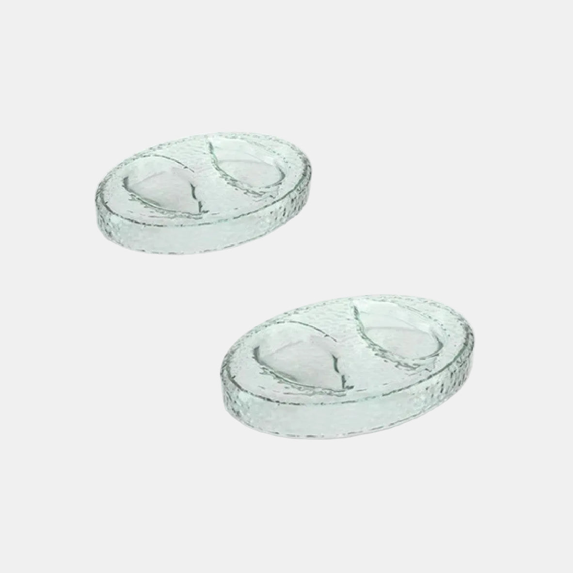 Glass tray for presenting 2 oysters (2 units)
