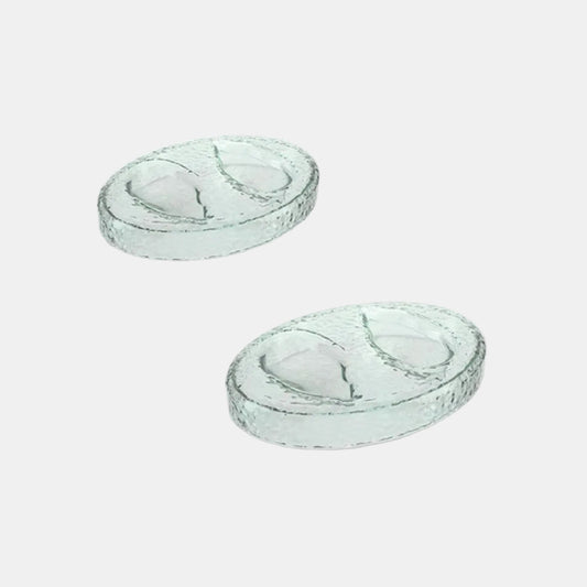 Bandeja de cristal para presentación de 2 ostras. 18 x 13 x 3 cm - 2 Ud.