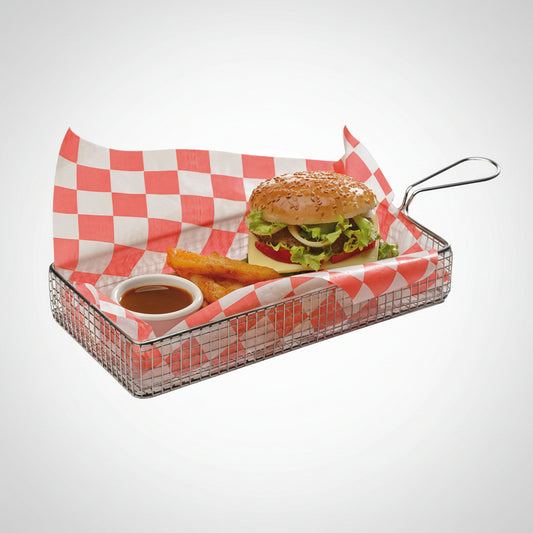 Rectangular stainless steel frying basket 21x10. (6 units)