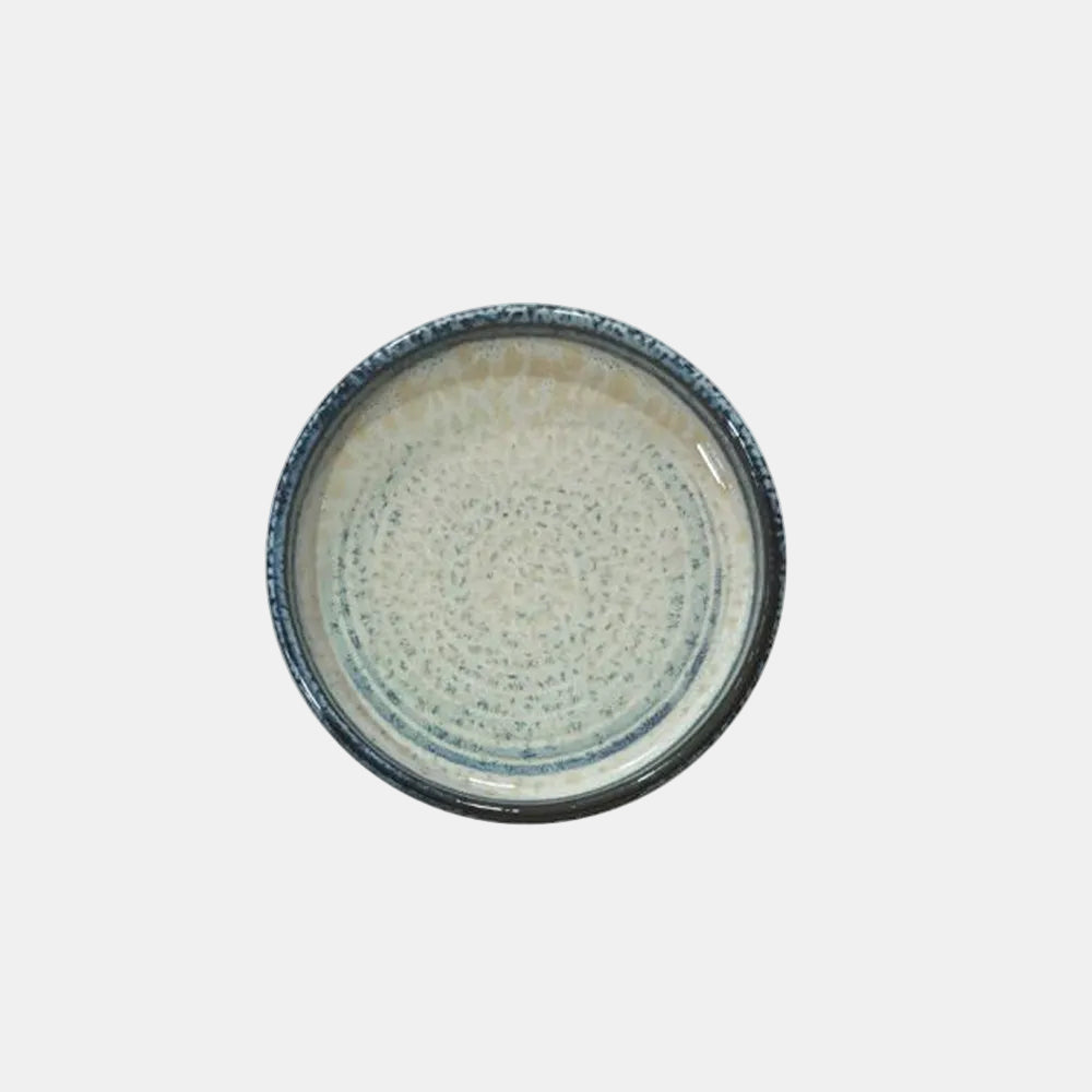 Plato llano pequeño Charma azul beige. 10 x 2 cm - 6 Uds.