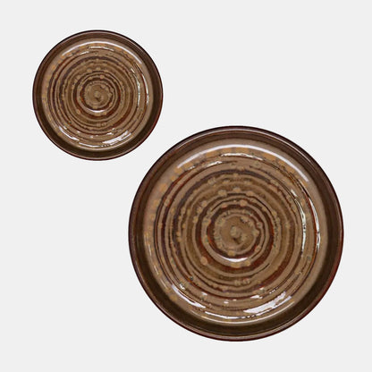 Plato llano pequeño Hazel marron-rojo. ø10 x 2 cm - 6 Uds.
