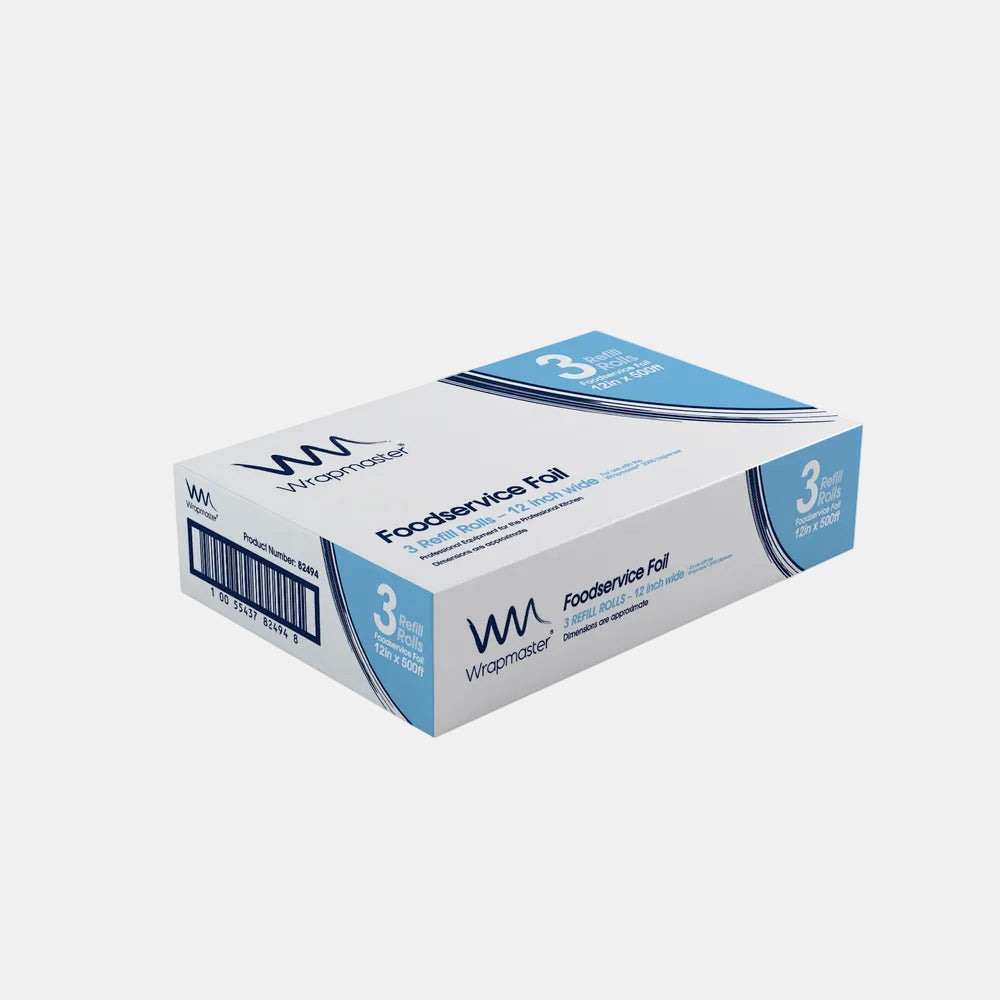Embalagem de 6 rolos de papel de alumínio de 30 cm x 200 m + Dispensador Wrapmaster 3000 GRÁTIS