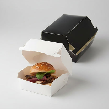 Mini black cardboard box for hamburger, 8x9x5 cm. (100 units)