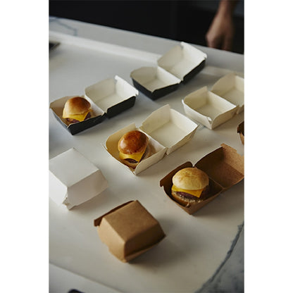 Mini black cardboard box for hamburger, 8x9x5 cm. (100 units)