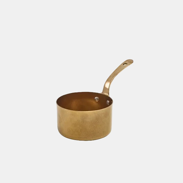 Mini gold saucepan with handle. Various sizes. 6 units.