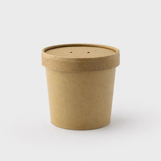 Tarrina térmica kraft con tapa. Varias medidas - 500 Uds. - Klimer