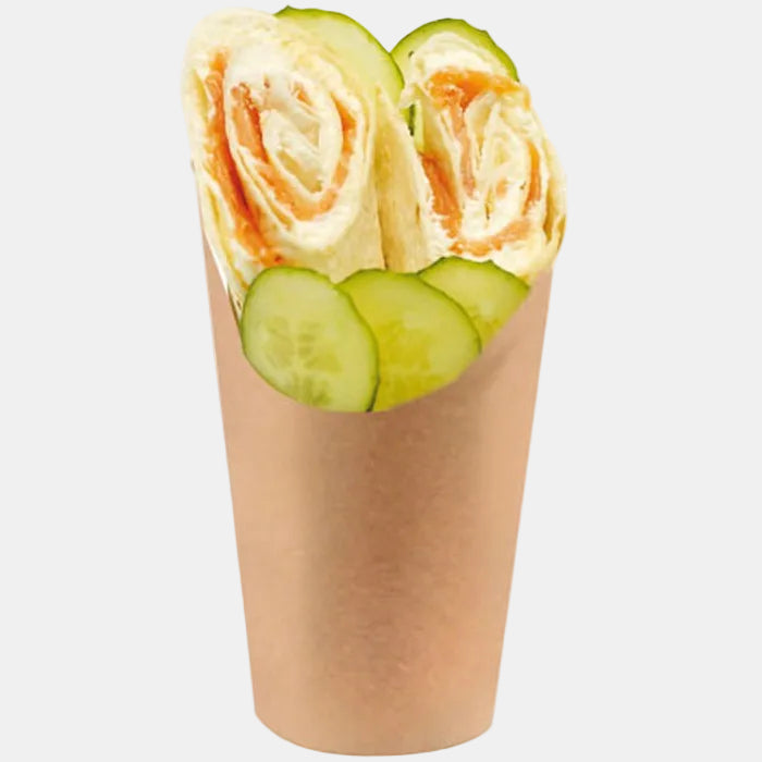 Envase cartón kraft biodegradable para wraps. ø8 x 12 cm - 1200 Uds. - Klimer