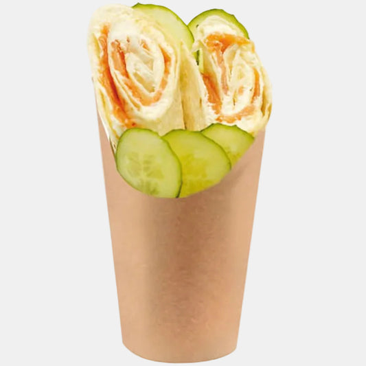 Envase cartón kraft biodegradable para wraps. ø8 x 12 cm - 1200 Uds. - Klimer