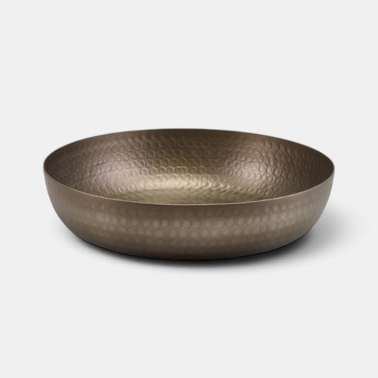 Fuente martillada acabado acero vintage para buffet. Ø31 x 7 cm - 1 ud.