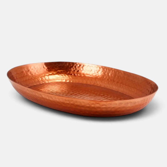 Fuente ovalada martillada acabado cobre para buffet. 43.5 x 32,5 x 5 cm - 1 ud.