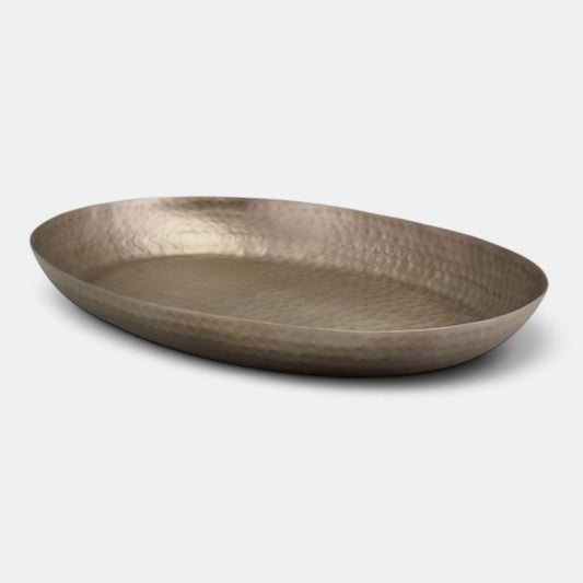 Fuente ovalada martillada acabado acero vintage para buffet. 43.5 x 32.5 x 5 cm - 1 ud.