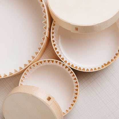 Caja de madera horneable + Papel de cocción. ø10 x 4.2 cm. 270 ml - 120 uds.